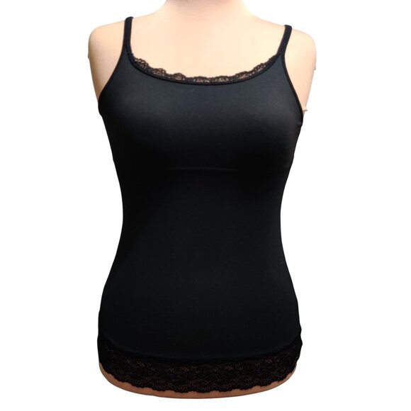 Maidenform XL Womens Black Shaping Tank Top Cami Lace Trim Chic Adjustable 83666 - Picture 1 of 12